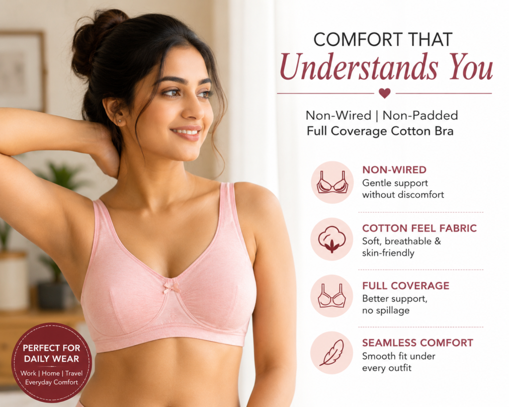 Seamless non-padded bra for all-day comfort