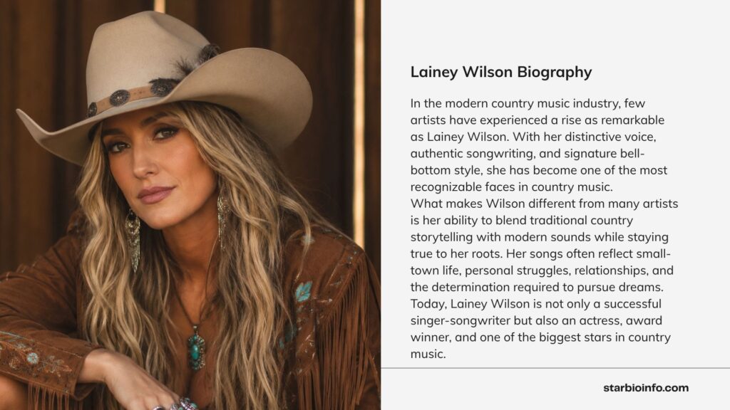 Lainey Wilson performing live on stage during a country music concert.
