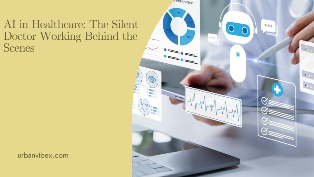 Doctor using artificial intelligence technology to analyze patient data and improve healthcare outcomes in a modern hospital.