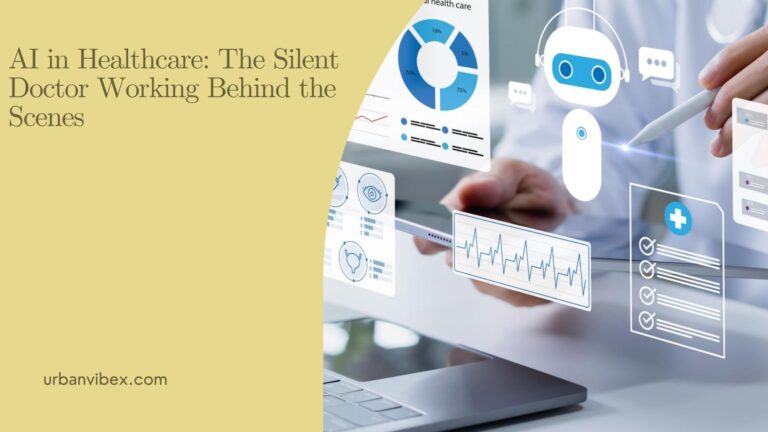 Doctor using artificial intelligence technology to analyze patient data and improve healthcare outcomes in a modern hospital.
