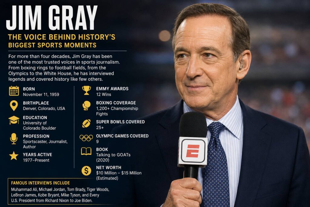 Jim Gray biography, age, net worth, career, wife, awards, and sports broadcasting career