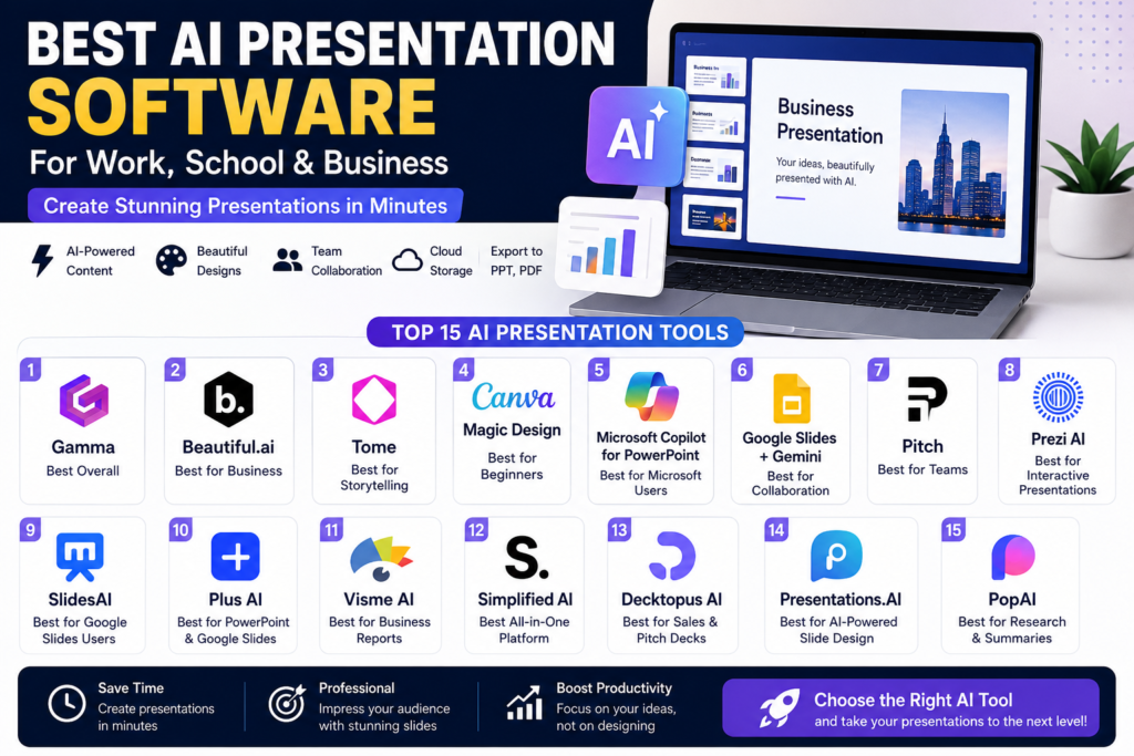 Best AI presentation software for work, school, and business in 2026