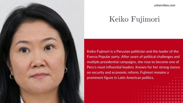 Keiko Fujimori speaking during a political event in Peru